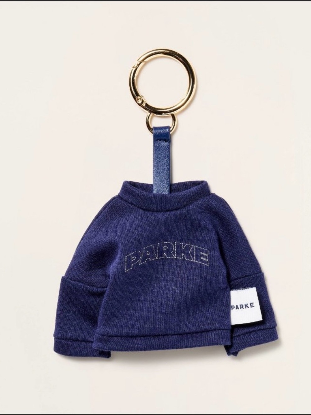 Parke Navy Mini Sweater Keychain with Gold Ring
